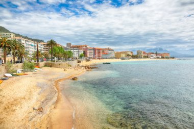 Amazing morning cityscape of the waterfront and the city of Ajaccio. Popular tourist destination of Mediterranean sea. Location: Ajaccio, Corse-du-Sud, Corsica, France, Europe