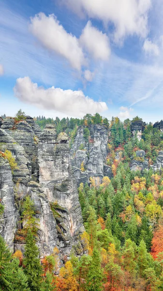 Picturesque Autumn Landscape Saxon Switzerland National Park Location Lohmen State — Stock Photo, Image