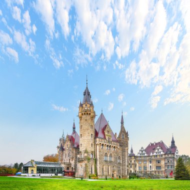 Astonishing autumn landscape with Moszna Castle. Popular tourist destination. Location: Moszna, Opolskie Voivodeship, Poland, Europe
