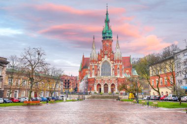 Astonishing cityscape with Church Saint Joseph (Parish of St. Joseph) in Krakow. Popular tourist destination. Location: Krakow, Lesser Poland Voivodeship, Poland, Europe