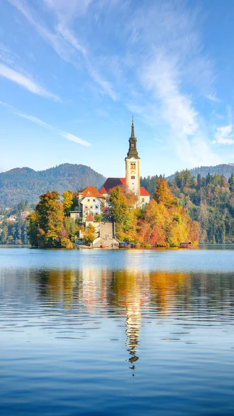 Gorgeous Sunny Day View Popular Tourist Destination Bled Lake Dramatic — 图库照片