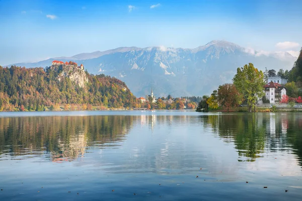 Gorgeous Sunny Day View Popular Tourist Destination Bled Lake Dramatic — Stock Fotó