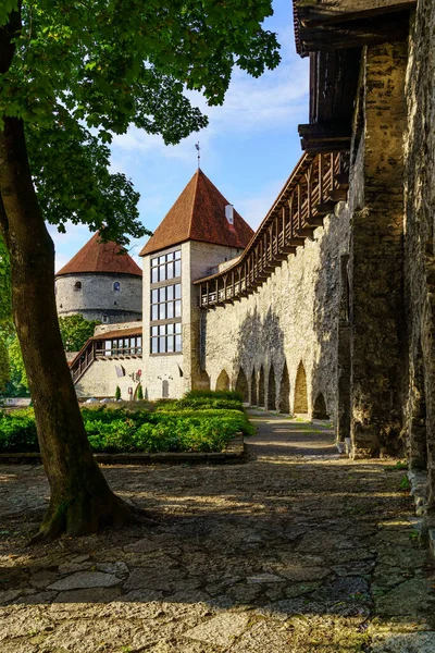 Muro Medievale Che Circonda Antica Città Tallinn Estonia — Foto Stock