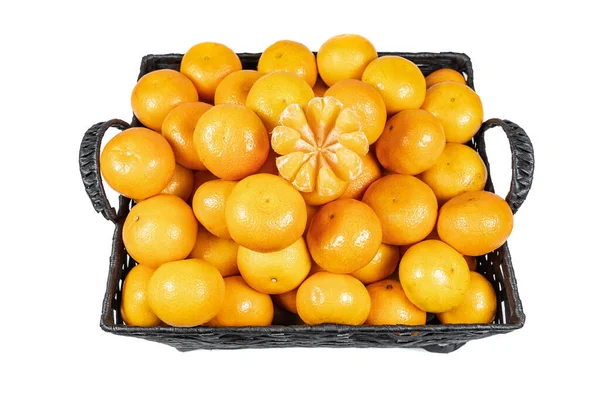 Cesta Deliciosas Mandarinas Cuñas Peladas Listas Para Comer Disfrutar Sobre —  Fotos de Stock