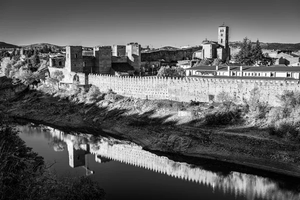 Panorámica Blanco Negro Ciudad Medieval Amurallada Buitrago Del Lozoya Madrid — Foto de Stock