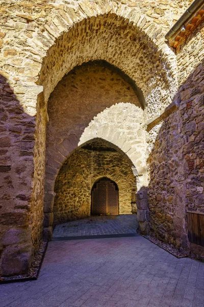Muralla Piedra Medieval Puerta Entrada Arqueada Buitrago Lozoya Madrid —  Fotos de Stock