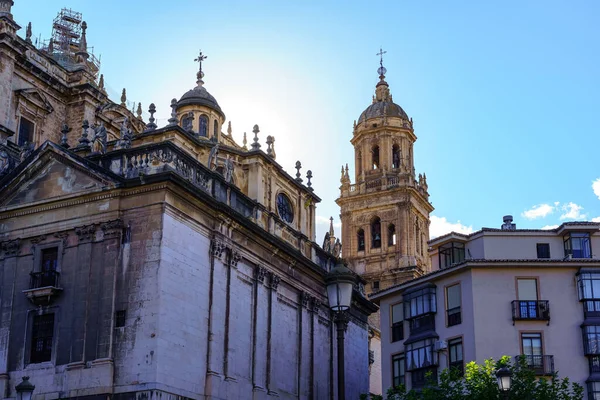 Ciudad Jaén Con Una Torre Alta Catedral Del Patrimonio Mundial —  Fotos de Stock