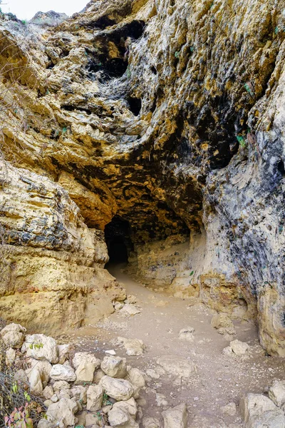 Entrance Cave Carved Rock Duraton River Park Mountain Segovia — Foto Stock