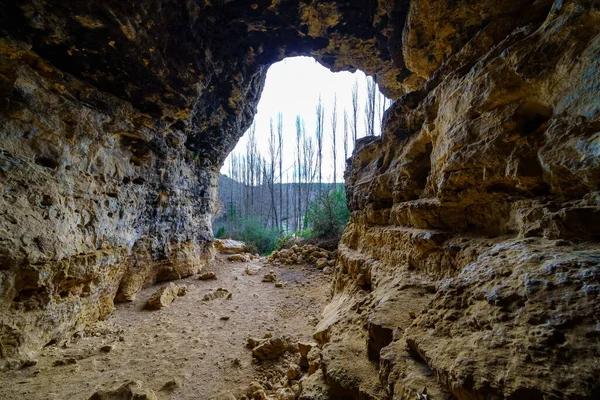 Das Innere Einer Alten Höhle Gebirgsfelsen Sepulveda Madrid — Stockfoto