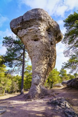 Büyülü şehrin dikey kaya oluşumu, Cuenca doğal parkı, İspanya.