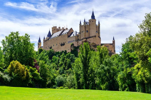 Vista Panorâmica Enorme Castelo Medieval Segóvia Património Mundial Espanha — Fotografia de Stock