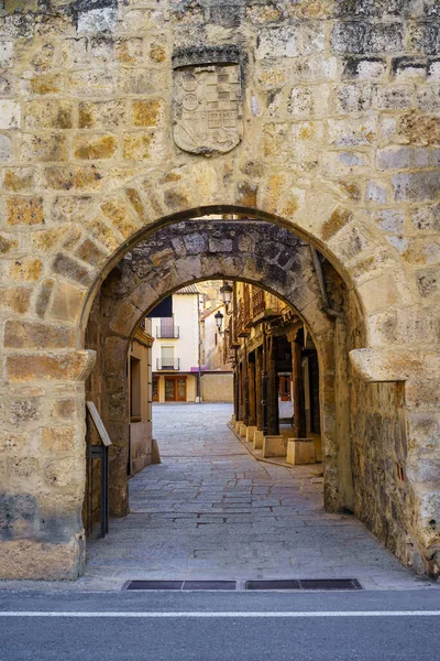 Entrance Arch Medieval Wall Small Picturesque Village San Esteban Gormaz — Zdjęcie stockowe