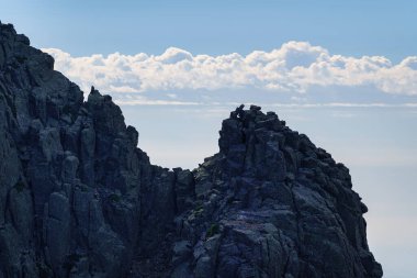 Rocky summit with strange shapes high in the mountains of the Community of Madrid, Spain