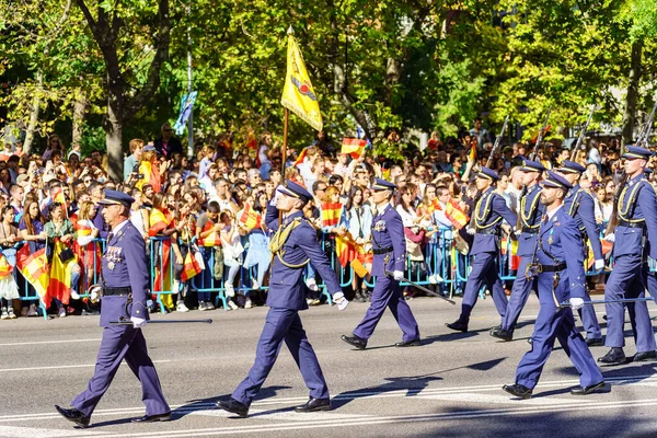 Madrid Spanyolország 2022 Október Spanyol Légierő Katonáinak Katonai Felvonulása Madrid — Stock Fotó