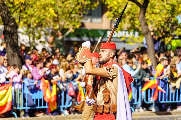 2022年10月12日 西班牙马德里 哥伦布日 Columbus Day 特别兵团在马德里街头游行 — 图库照片