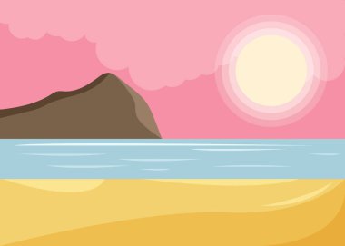 Güzel doğal manzara. Kumsal arka planında kum, deniz ve güneş