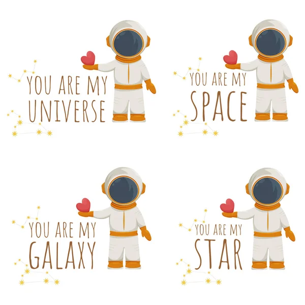 Phrase Mon Univers Galaxie Mon Espace Mon Étoile Mignon Astronaute Vecteurs De Stock Libres De Droits