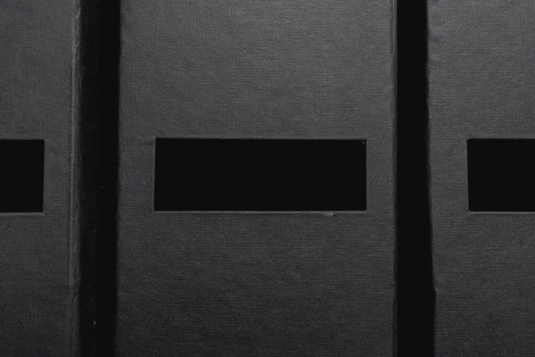 Fekete Mappák Magazinok Könyvek Fekete Üres Téglalap Alakú Ablakok — Stock Fotó