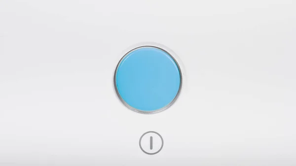 Elektrik Aygıtını Açmak Kapatmak Için Mavi Düğme Başlatma Düğmesi Beyaz — Stok fotoğraf