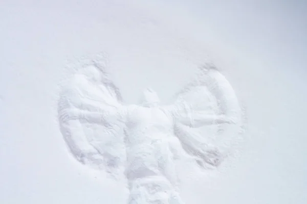 Imprint Angel Snow Winter Trace Man Body Waving His Arms — Stock Photo, Image