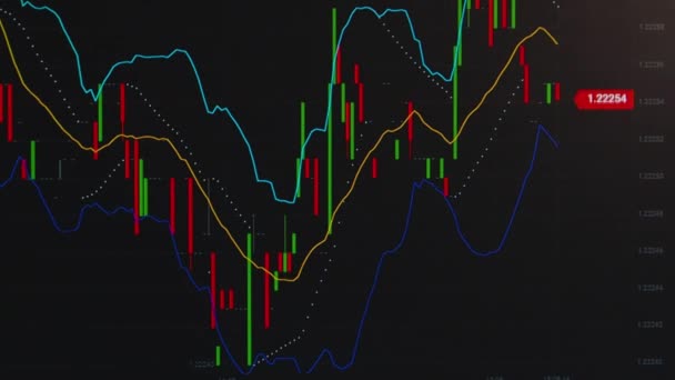 Moving Financial Chart Price Candles Stock Cryptocurrency Markets Black Monitor — Stock Video