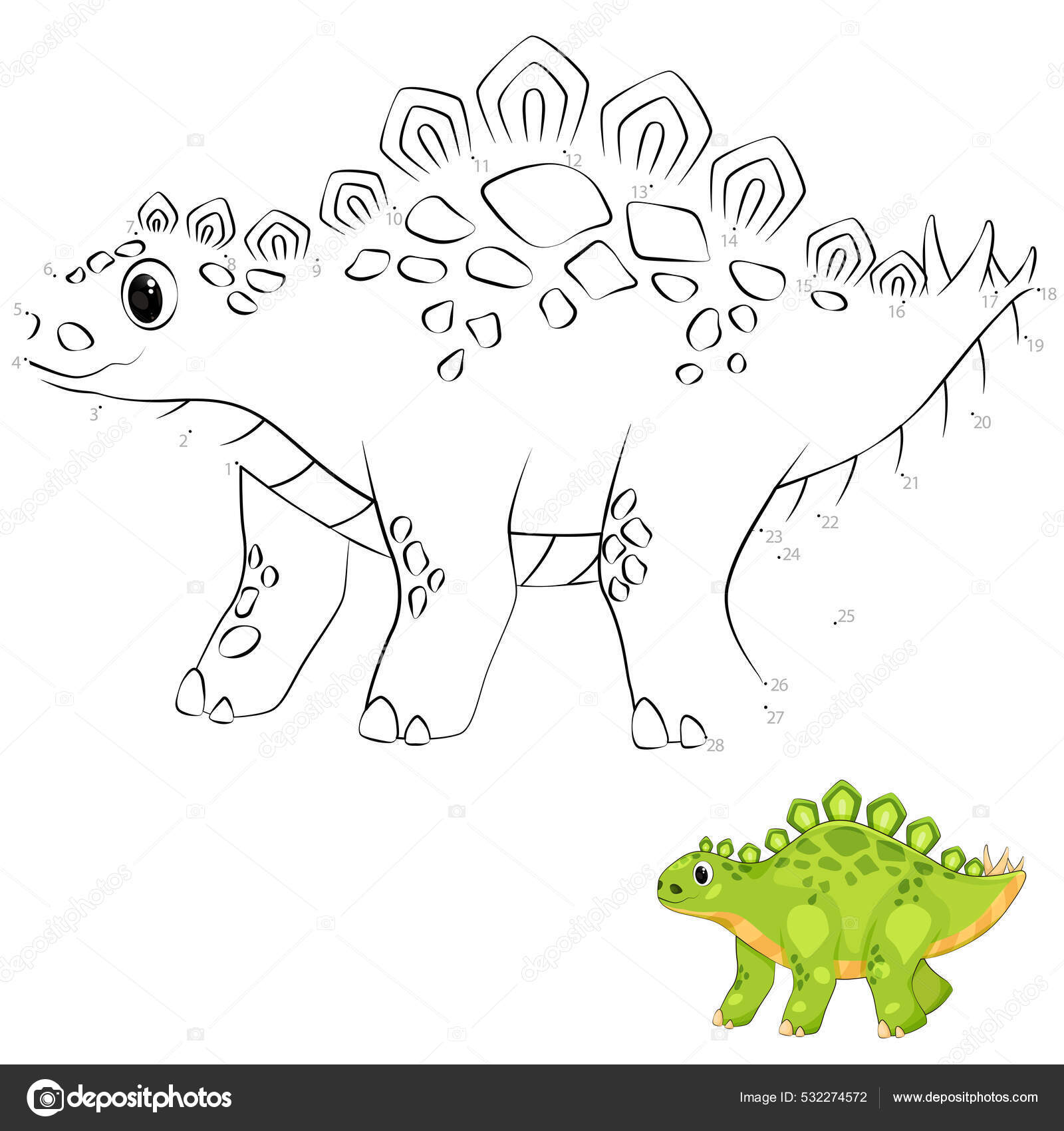 Dinossauro. ponto a ponto. desenhe uma linha. jogo para criança