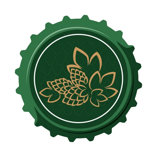 Craft Beer Illustration Bottle Cap Images Hops Suitable Pubs Bars — ストックベクタ