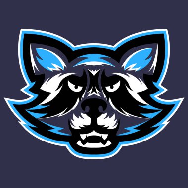  Raccoon mascot logo design. Design for print, stickers, emblems for esports team. Vector illustration