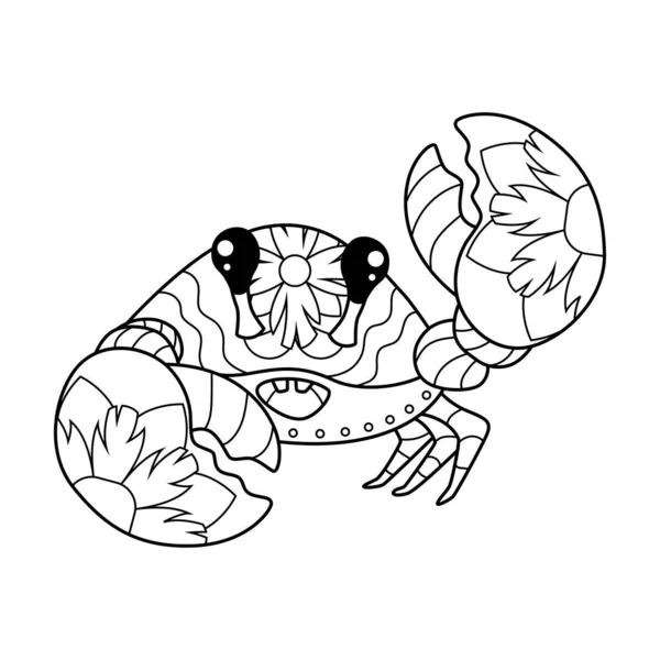 Coloring Book Children Cute Crab Zentangle Style Task Children Can — Stock Vector