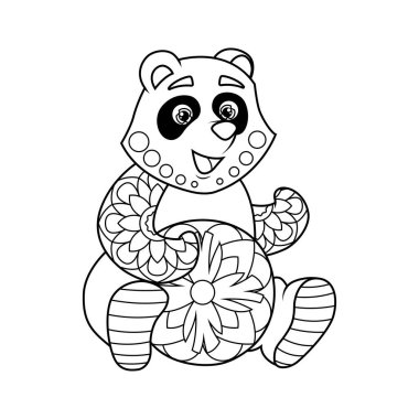 Çocuklar için boyama kitabı. Zentangle tarzında şirin bir panda. Çocuklar için olan görev bir kitapta, dergide kullanılabilir. Vektör illüstrasyonu