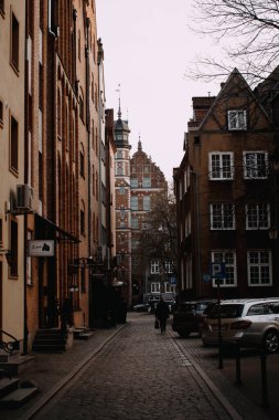 Polonya 'nın Gdansk şehrinin güzel eski evleri