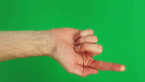 Set 13 de gestes pour contrôler l'écran tactile avec une main masculine caucasienne sur un écran vert — Video