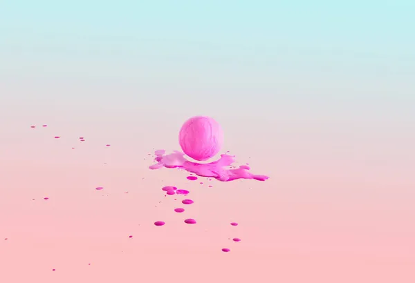 Pastel arka planda pembe boya ile boyanmış. Yaratıcı yaz düzeni.