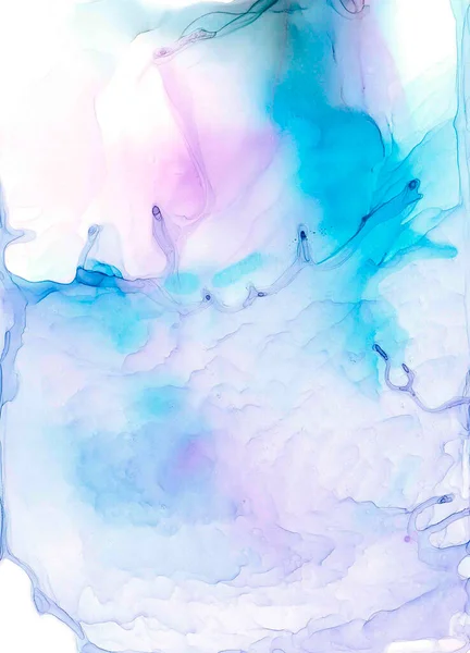 Abstracte Azuurblauwe Spatten Kleine Golven Een Lila Gradiënt Delicate Transparante — Stockfoto
