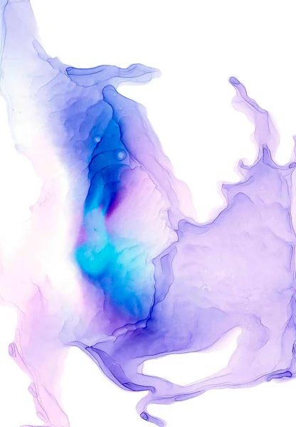 Romantisch Licht Zeegezicht Blauw Lila Gradiënt Gracieuze Volumetrische Waterplons Met — Stockfoto