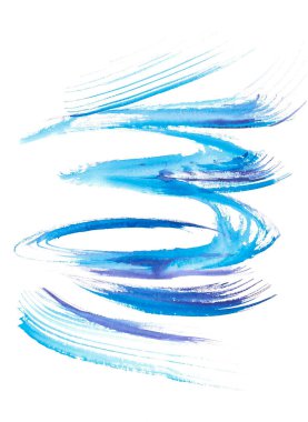 Stilize edilmiş geometrik modern baskı. Hafif, yumuşak hava deseni. Mavi-gök mavisi bir renkte dönen 3 boyutlu bulut. Zarif çizgiler muhteşem kuşların tüyleri gibidir. Soyut moda suluboya duvar kağıdı.