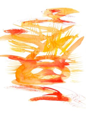 Sarı-turuncu gradyanlı parlak bir suluboya duvar kağıdı. Geometrik elementler ve dalgalı çizgilerle stilize edilmiş gün batımı. Çizgi film güneşi yuvarlak, komik bir yüz gibi. Yaz tasarımı için şık hava deseni.