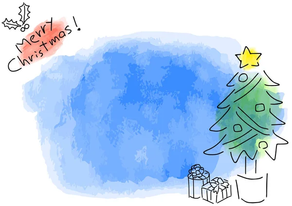 Arbre Noël Illustration Simple Cadre Noël Joyeux — Image vectorielle