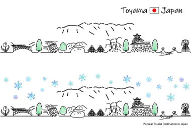 Kışın el çizimi ToYAMA İlçesi