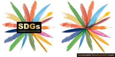 Sürdürülebilir Geliştirme Hedefleri resmi CMYK suluboya soyut simgesi seti