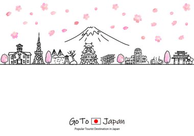 el çizimi şehir manzarası japon bahar çizimi