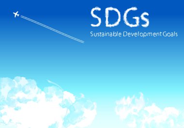Sürdürülebilir Geliştirme Hedefleri resim iz harfleri ve hava düzlemi