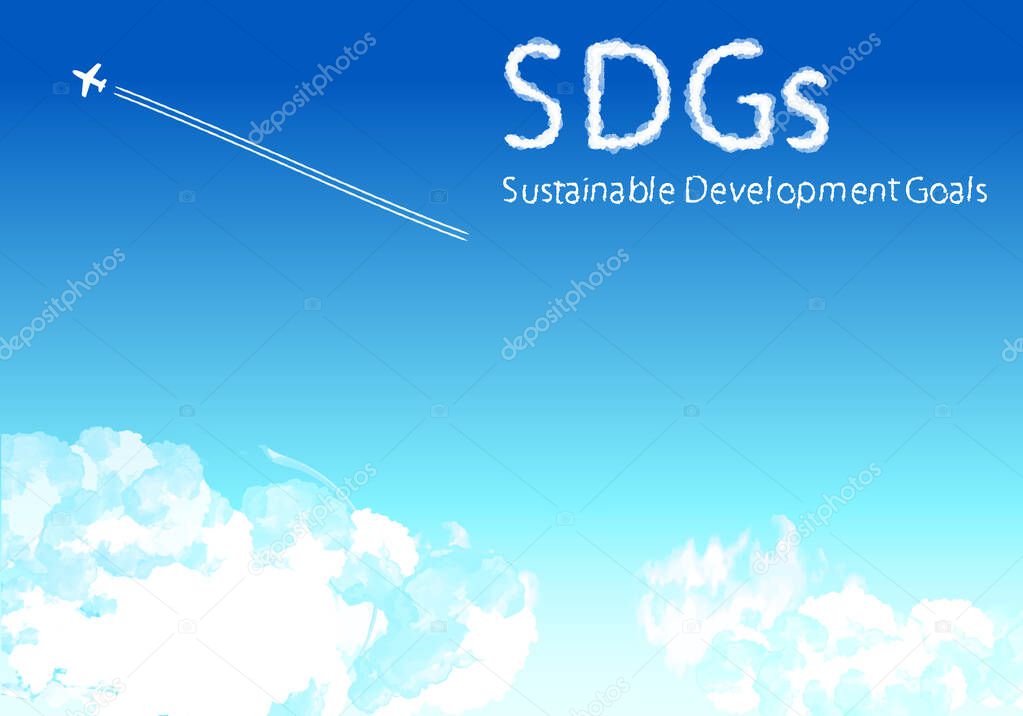 Sustainable Development Goals image contrail letters and air plane