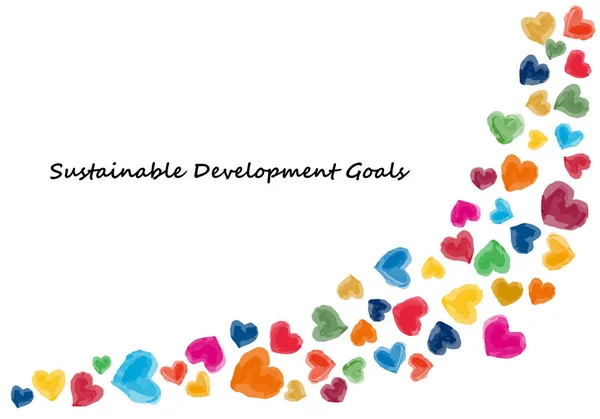 持続可能な開発目標画像手描き水彩ハートアイコンライン — ストックベクタ