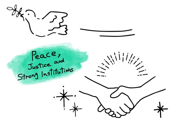 Een Duif Van Vrede Handdruk Eenvoudige Illustratie — Stockvector