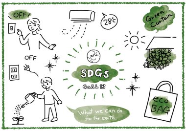 SDG 'nin hedefi 13 Kalıp Eylem İllüstrasyonunu Tanımla 
