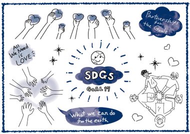 Sürdürülebilir Kalkınma Hedefleri resim el çizimi hedef 17