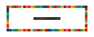 SDG 'ler 17 renk cmyk küp çerçeve, vektör