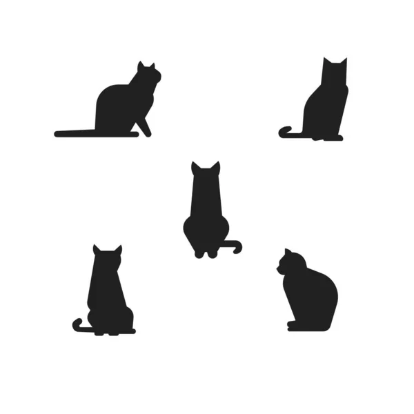 Sitzender Katzensilhouettenvektor Minimalem Schlichtem Stil — Stockvektor