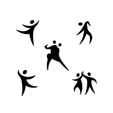 Dansçı insanlar siluet vektörünü minimal, basit stilde